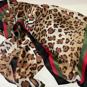 Leopard Print Scarf with Stripes